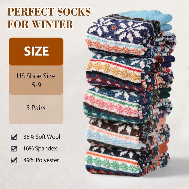 Pleneal Wool Socks for Women - Womens Wool Socks Winter Warm Cozy Knit Sock for Women Men - Image 3